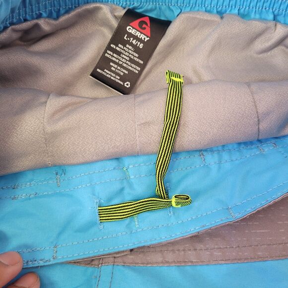 Gerry Youth Boy's 2-pack UPF 50+ Swim Trunks, Blue/Green/Gray Size Large (14/16) - Picture 13 of 16